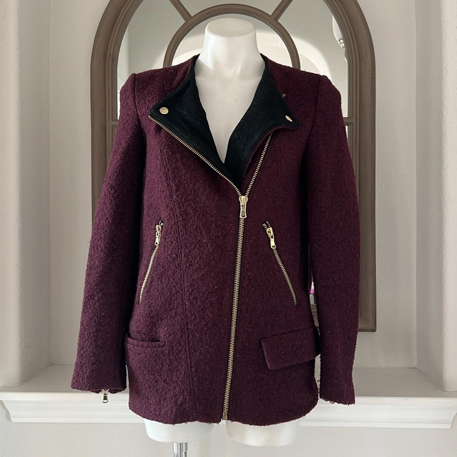 Zara Wool-blend Coat Burgundy Jacket, Size S EXCELLENT!