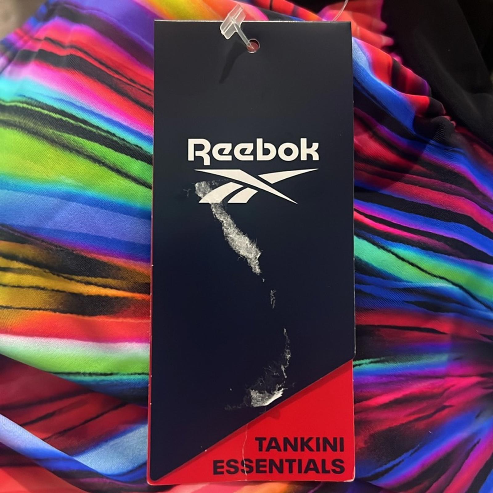 Reebok Glasswork Bust Minimizing Soft Cup Tankini Bathing Suit Top, Size 10 NWT