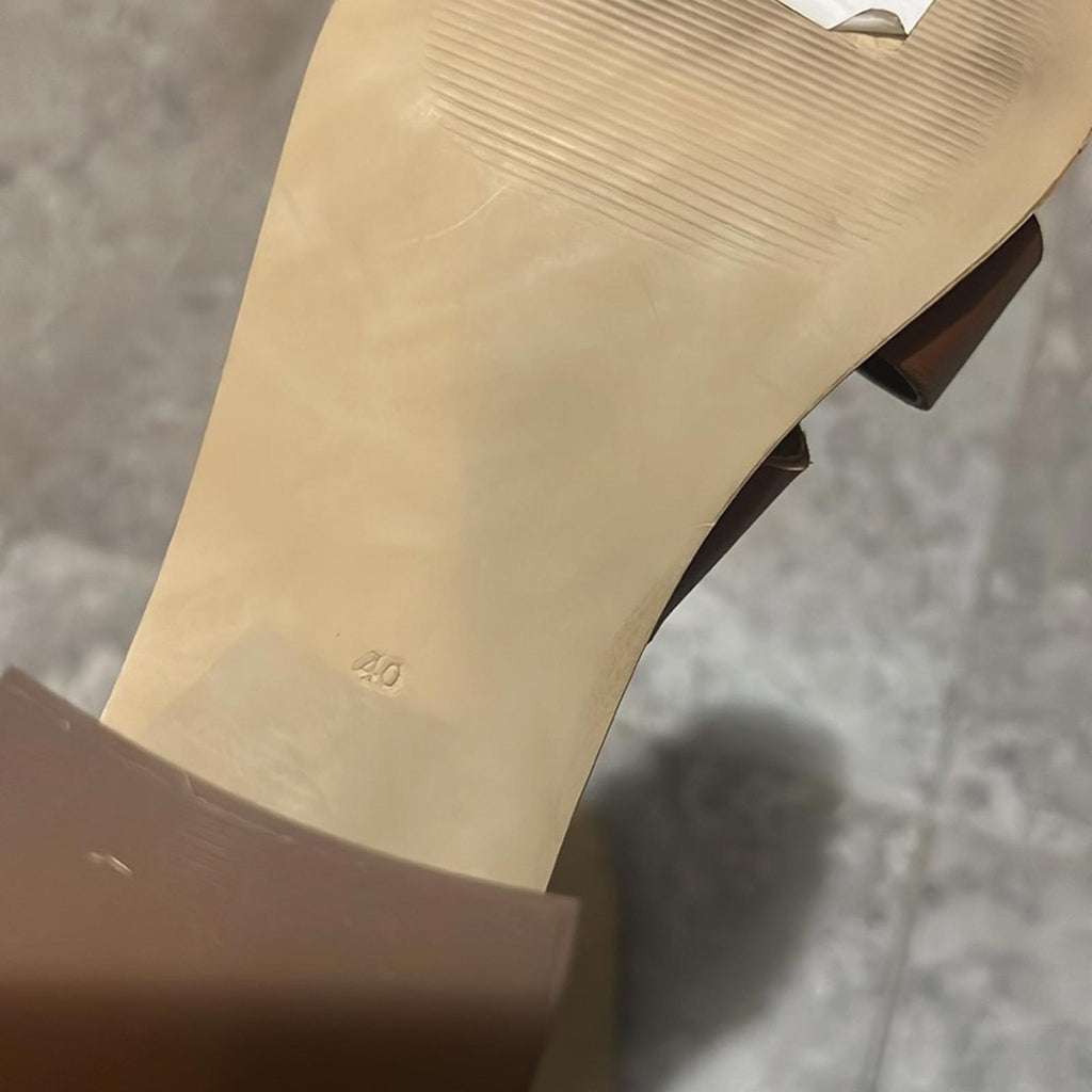 Bruno Magli Aria Block Heel Slide Sandals in Brown, Size 40 NEW w/o Box $325