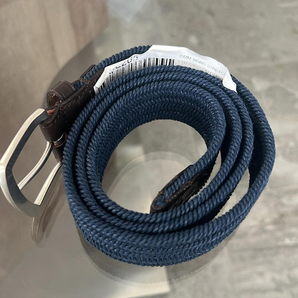 Polo Ralph Lauren 35MM Braided Stretch Buckle Belt in Navy, Size M Retail $89.50
