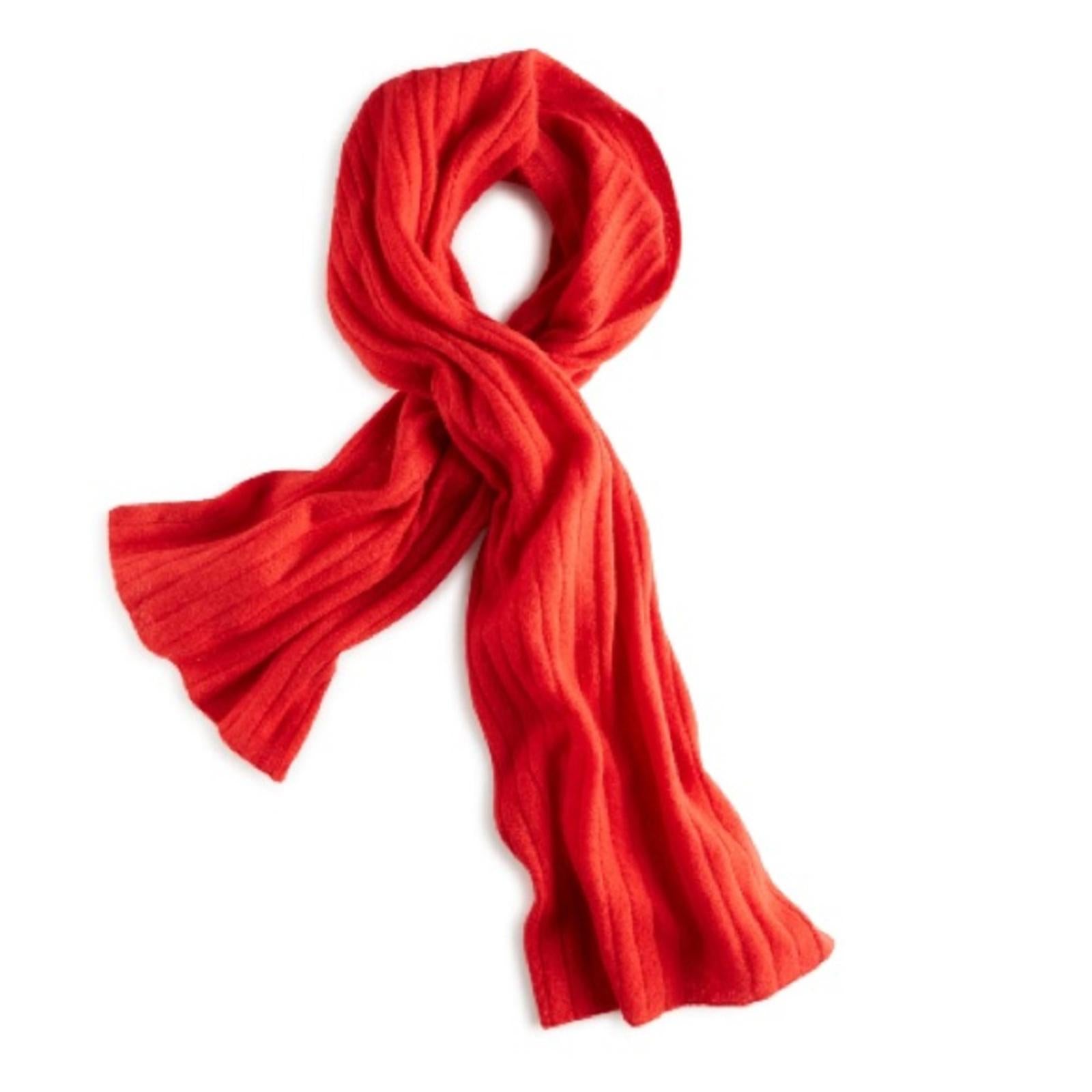 Charter Club Luxury 100% Cashmere Ribbed Scarf in Calypso Red New w/Tag $108.50