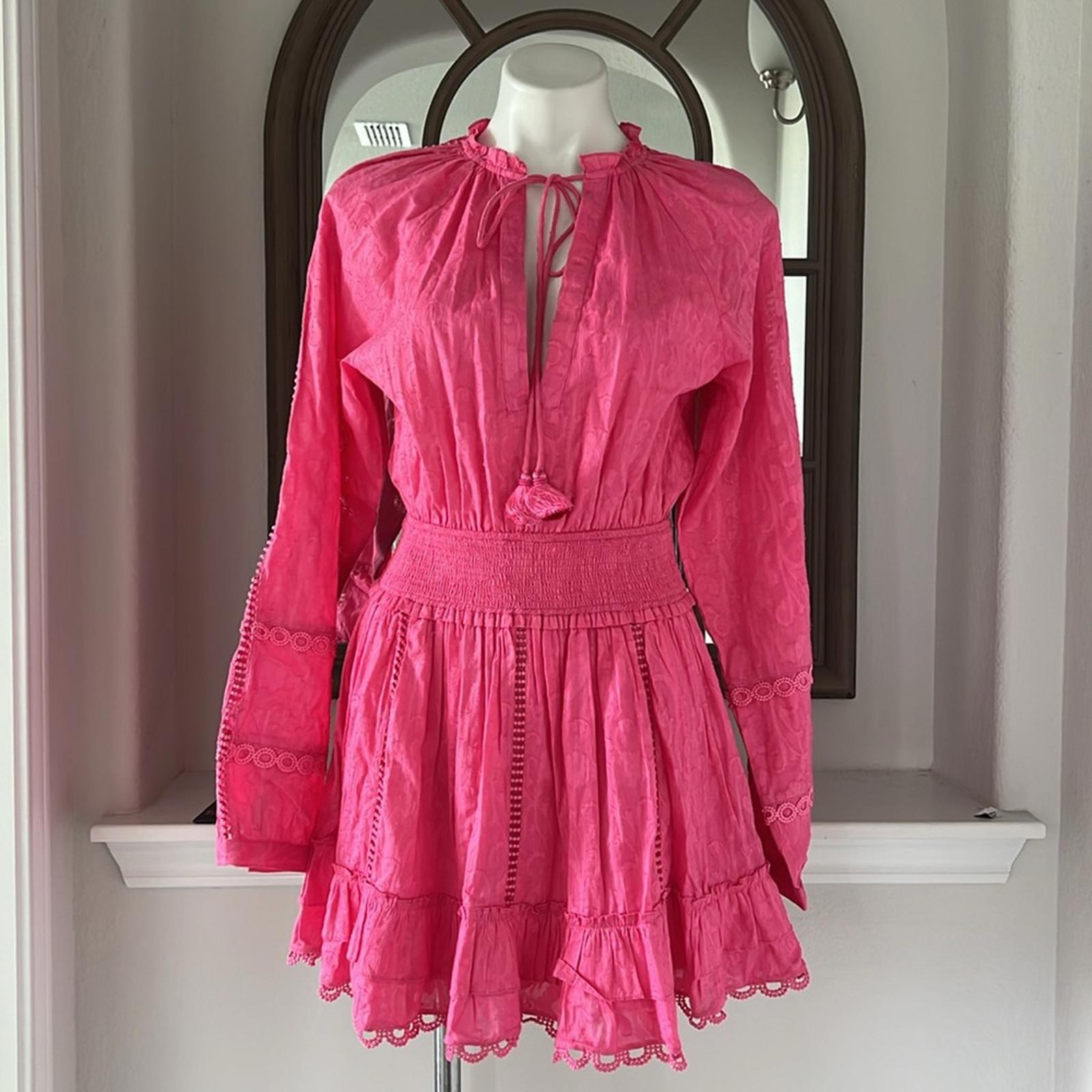 Hemant and Nandita Cotton Ruffled Eyelet Dress, Pink Size XS EXCELLENT! $458
