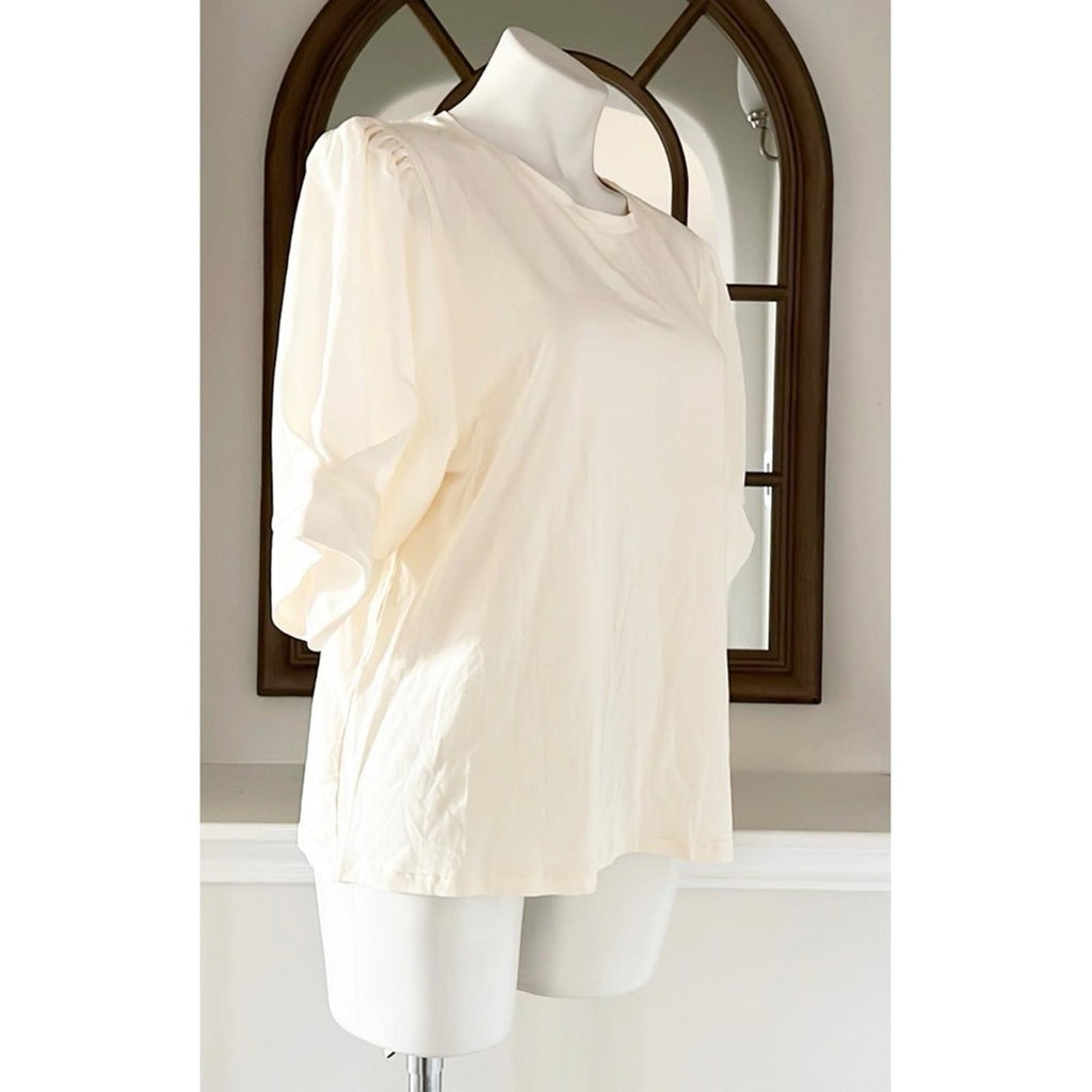 DKNY Elbow Sleeve Knit Top in Egg Nog, Size XL, New w/Tag Retail $69
