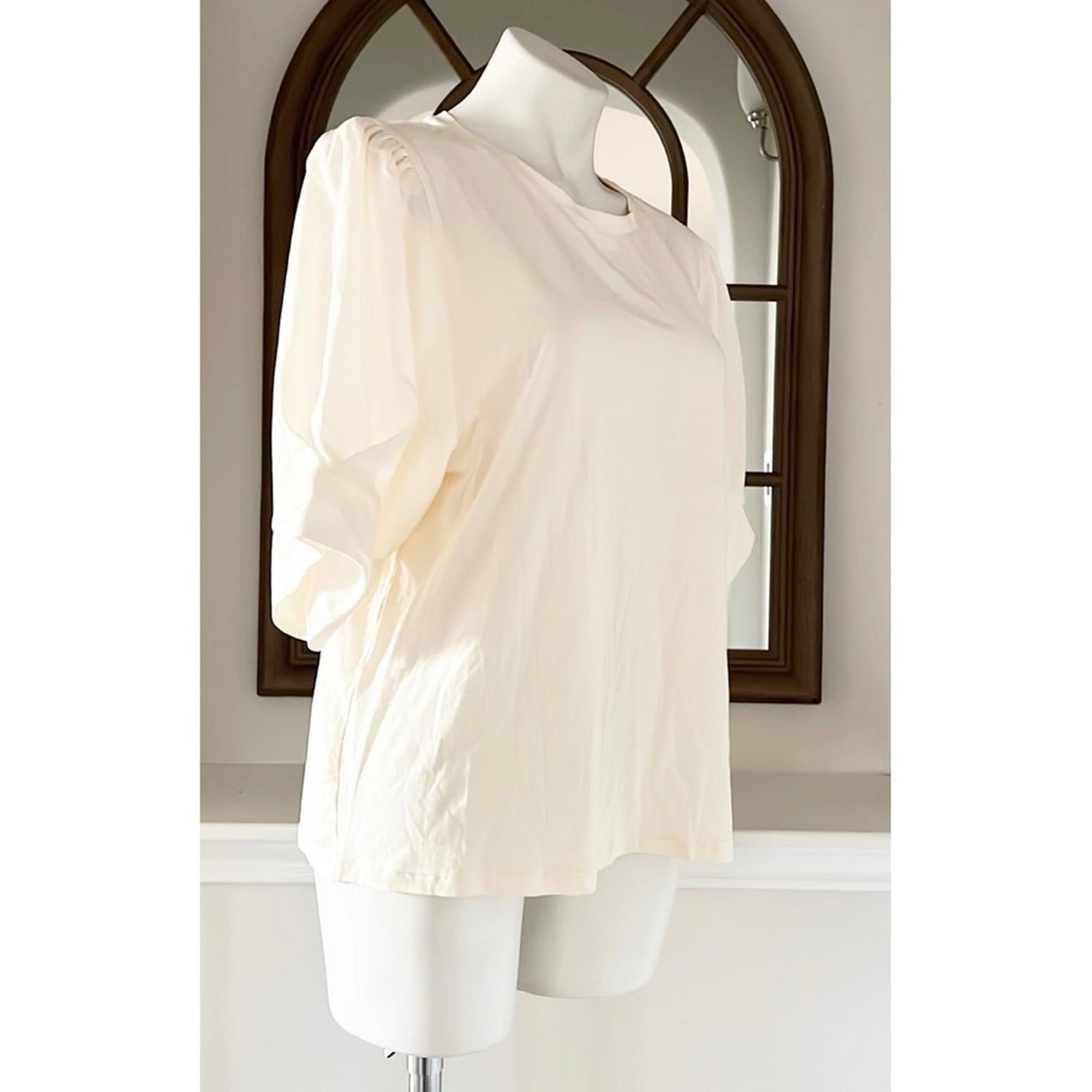 DKNY Elbow Sleeve Knit Top in Egg Nog, Size XL, New w/Tag Retail $69