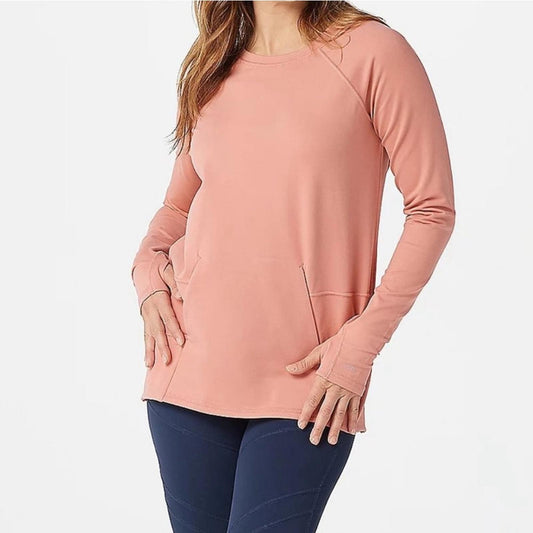 Zuda Ultra Soft Long Sleeve Sweatshirt in Rose Tan, S, New in Packaging