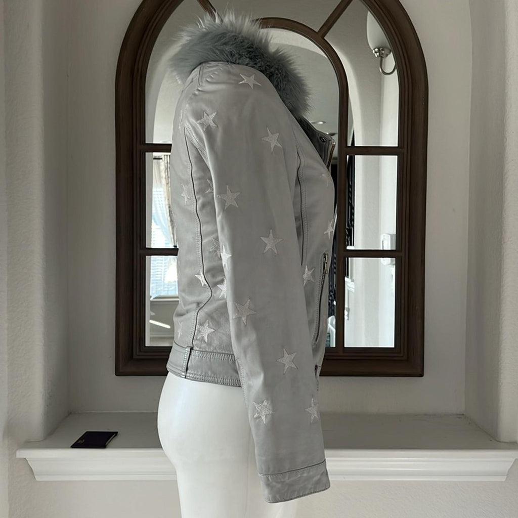 Samantha Sipos Seeing Stars Lambskin Leather Jacket, Size Small Retail $1,895