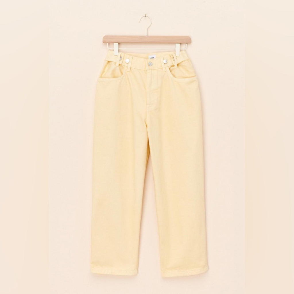 Anthropologie’s Edwin Maiia Trouser Wide Leg Jeans in Lemonade, Size L NEW $228