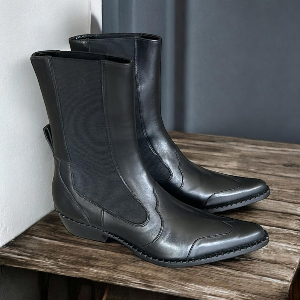 By Far Otis Chelsea Boots in Black Nappa Leather, Size 39 New in Box w/Dust Bag