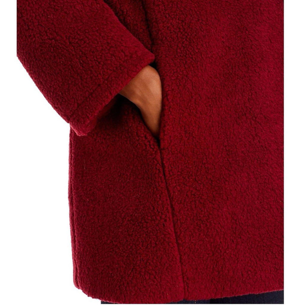 ICONS Cinzia Rocca Wool Teddy Pea Coat in Red, Size 10 NWT $1,005 Made in Italy