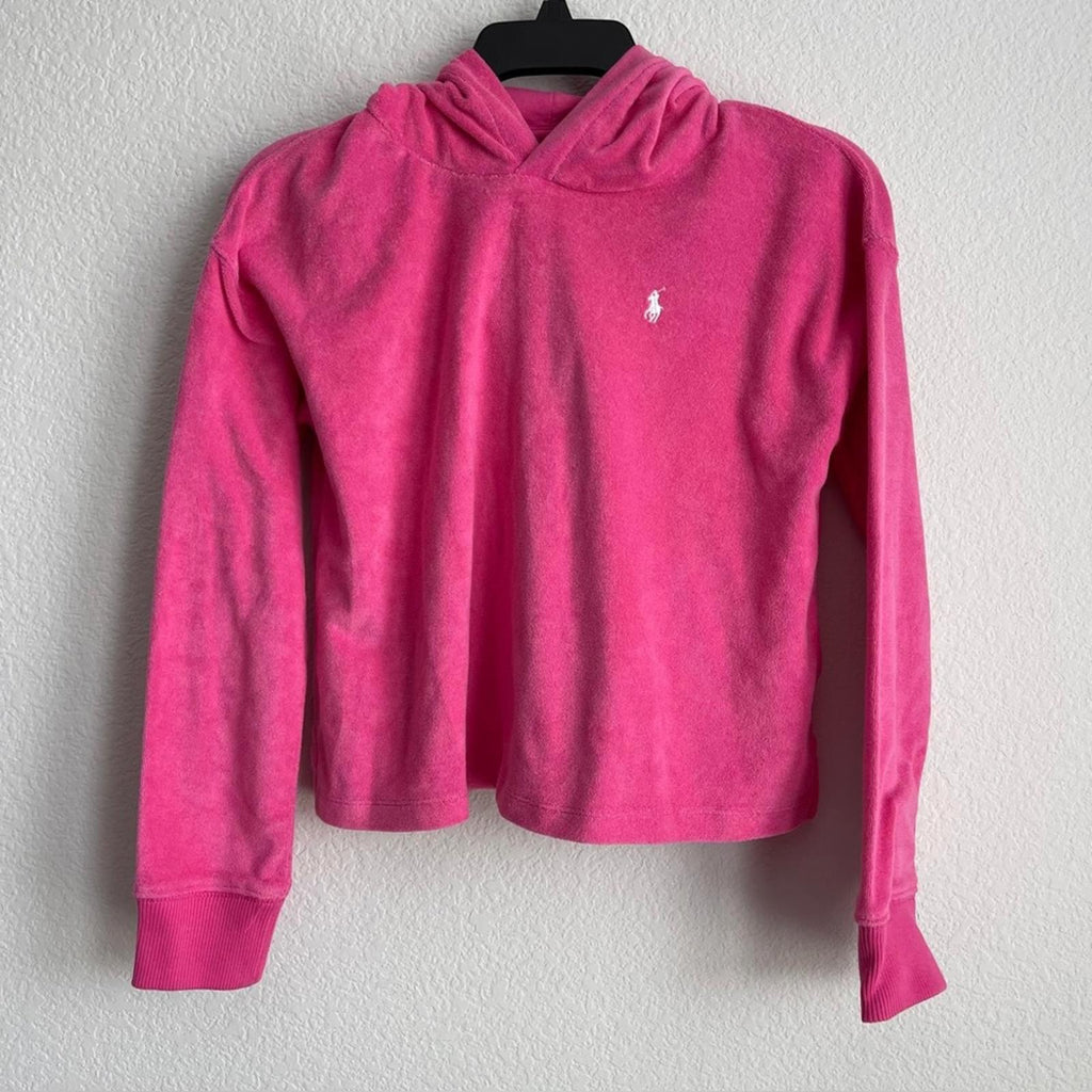 Ralph Lauren Girls' Terry Boxy Hoodie in Watch Hill Pink, Size L(12-14) NWT $65