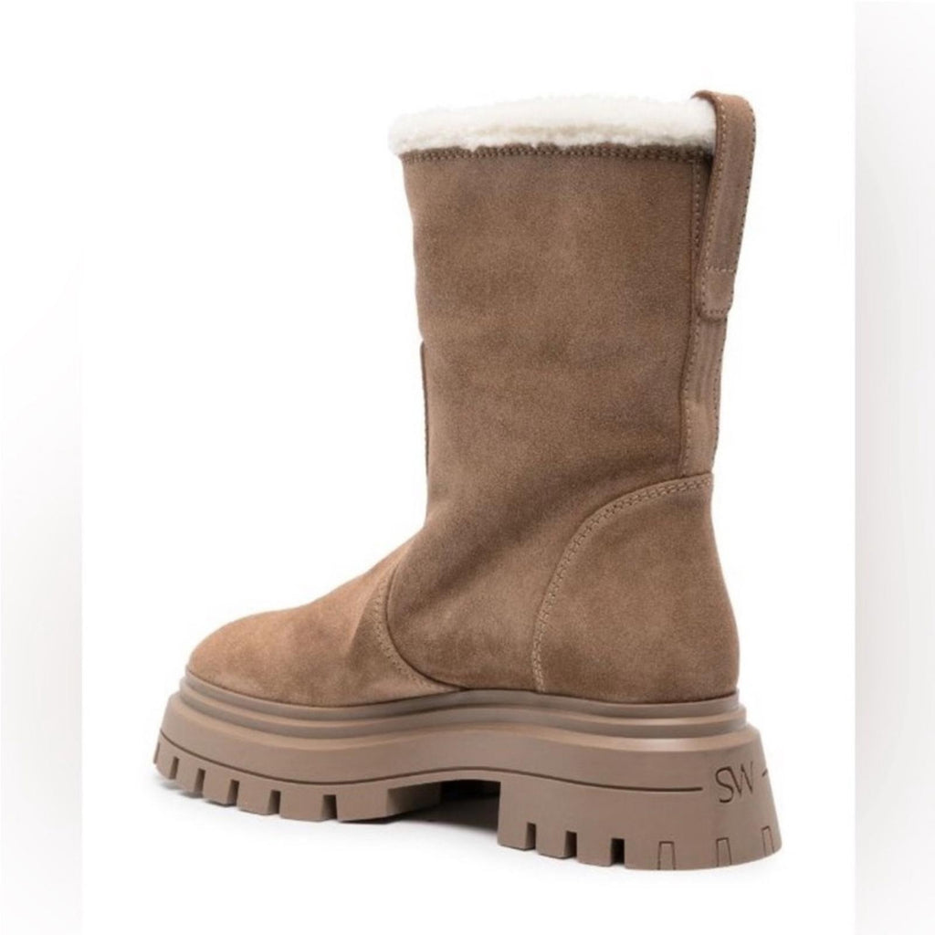 Stuart Weitzman Bedford Suede Shearling Winter Booties, Size 41.5/11 New in Box