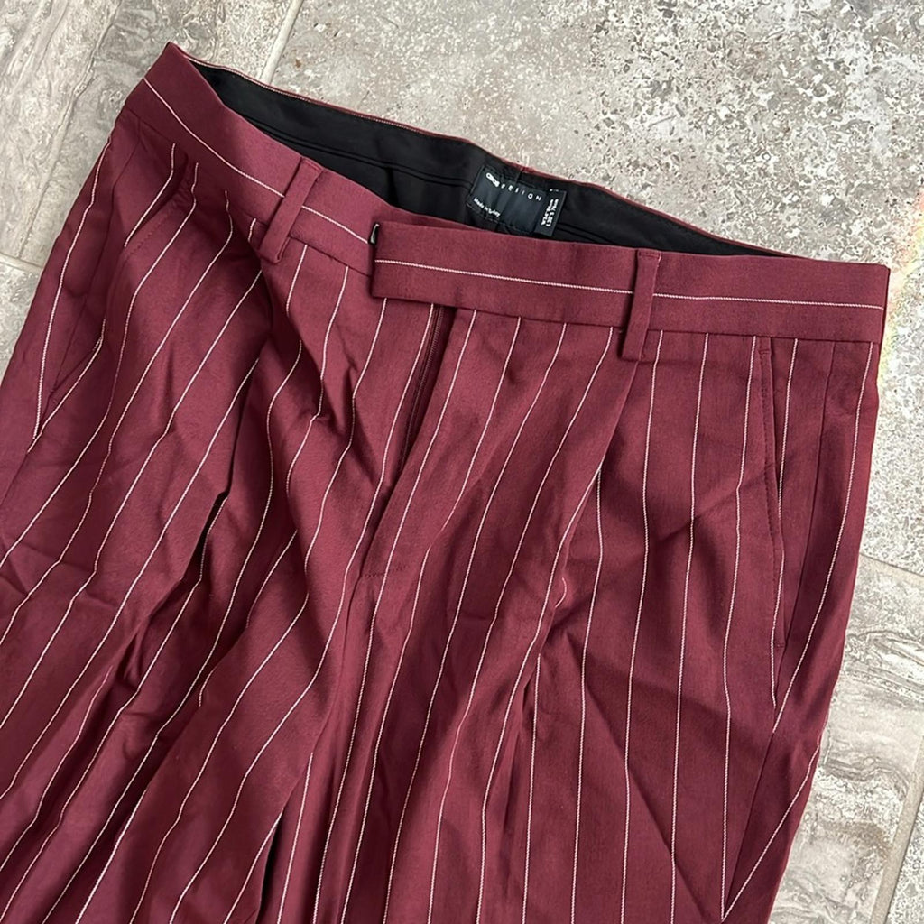 ASOS Tapered Smart Pants, Burgundy Pin Stripe, Size W34 L30 New w/Tag SOLD OUT