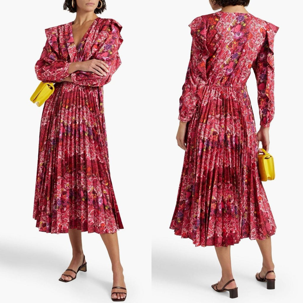 Derek Lam 10 Crosby Chrishelle Pleated Midi Dress, Red Size 0 New wTag SOLD OUT!