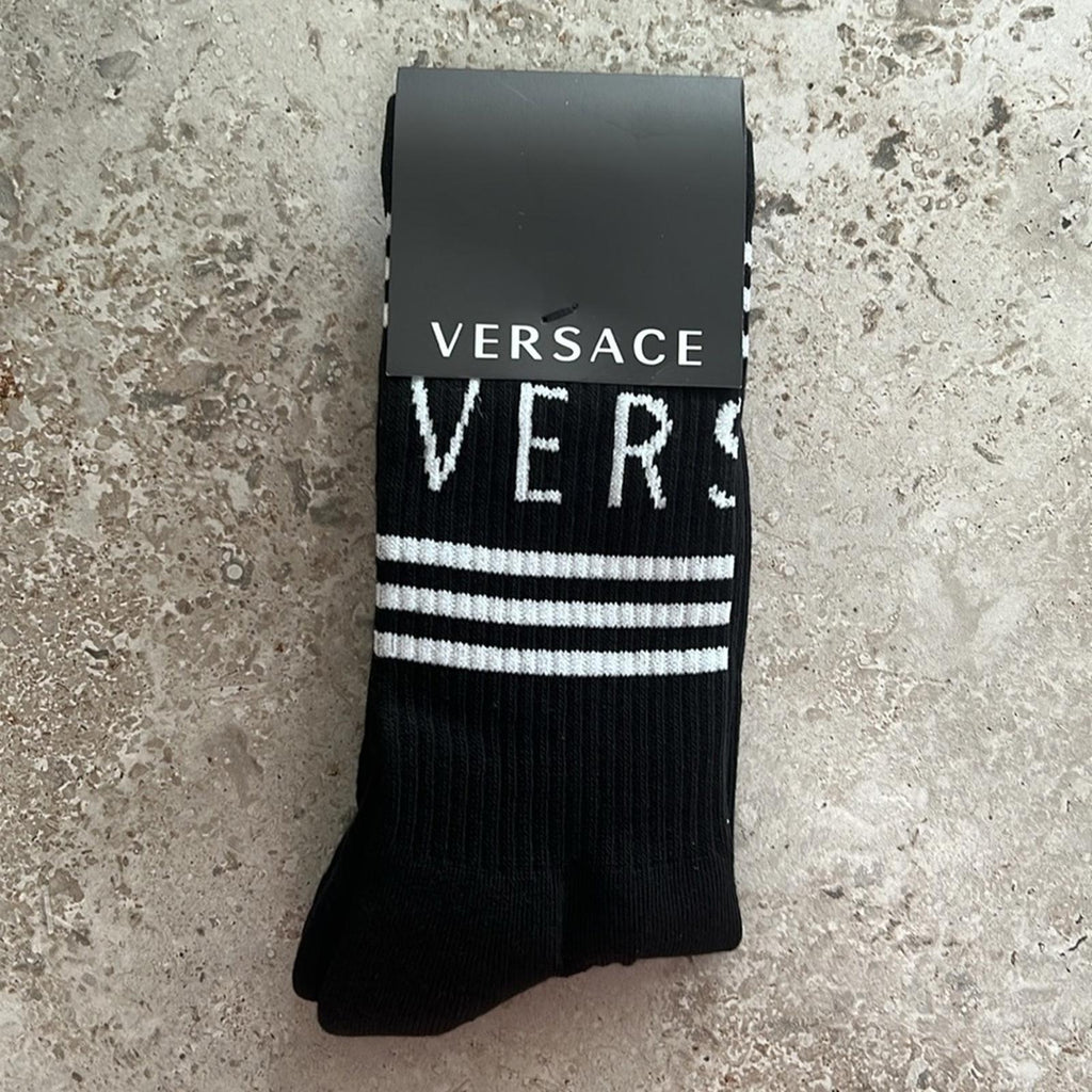 Versace Logo Socks in Black & White, Size S New w/Tag