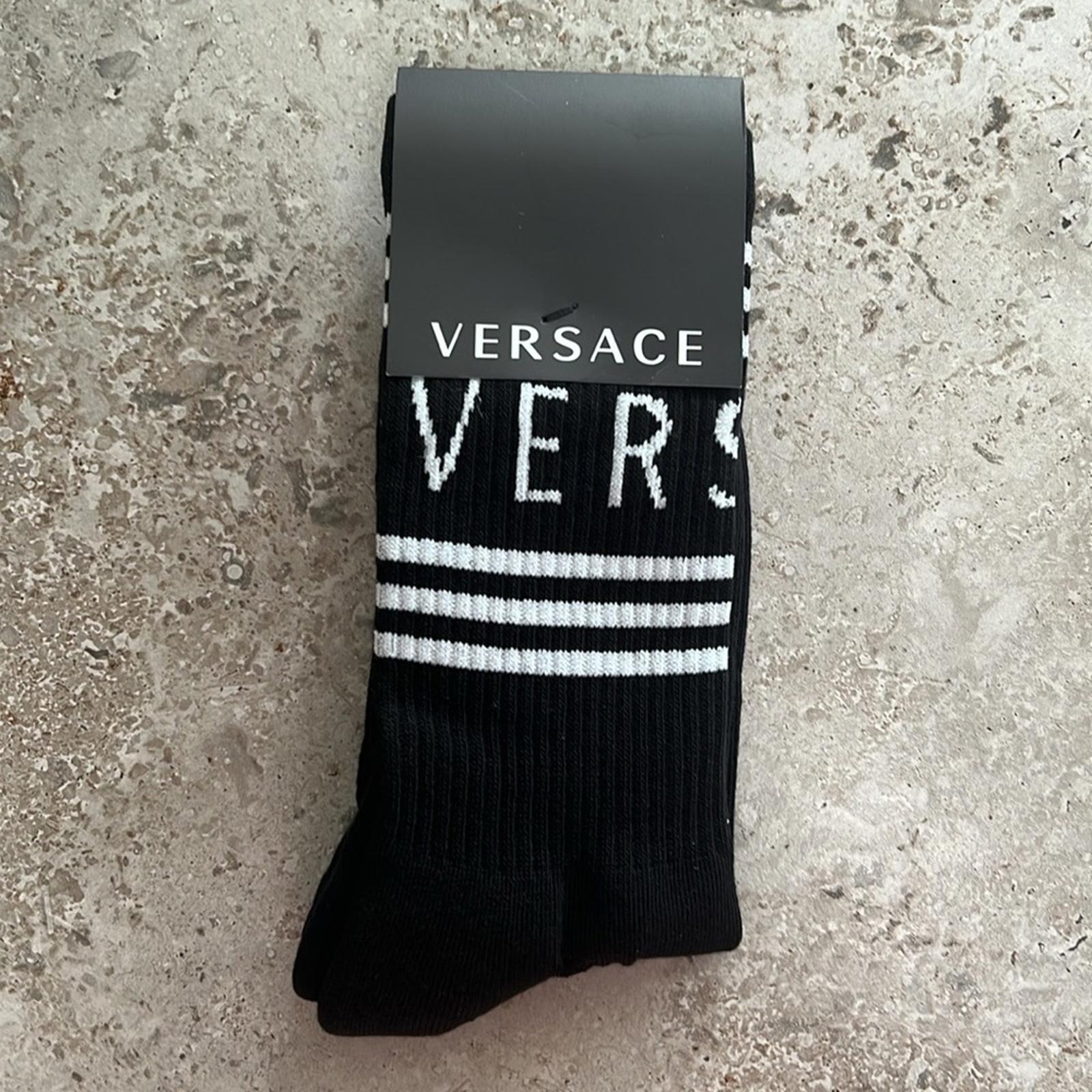 Versace Logo Socks in Black & White, Size S New w/Tag