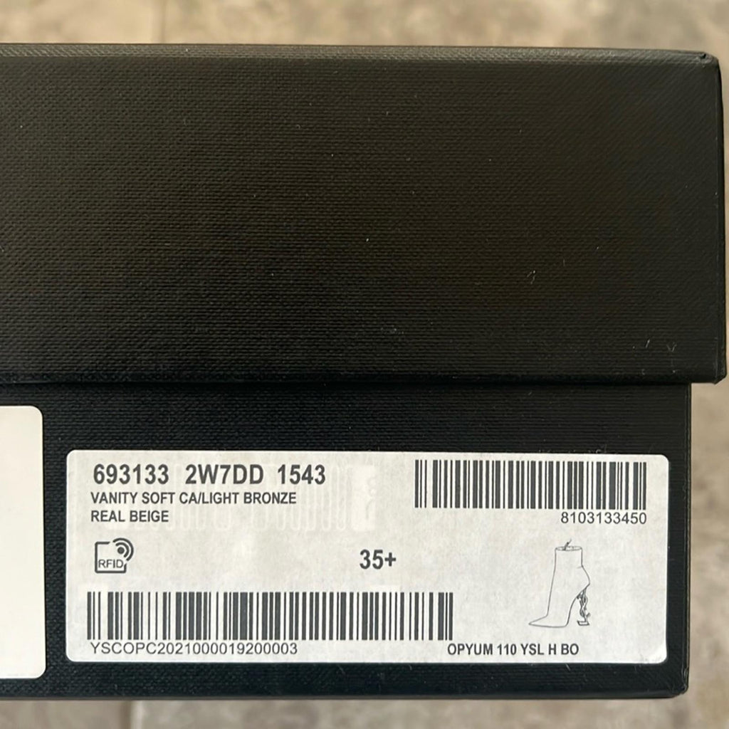 Saint Laurent 105mm Opyum Boots, Real Beige Light Bronze Size 35.5 New+Dust Bags