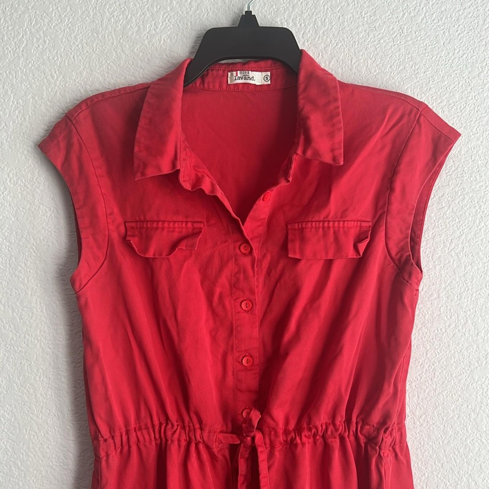 Lavand Shirtdress with Drawstring in Red, Size S Retail $114