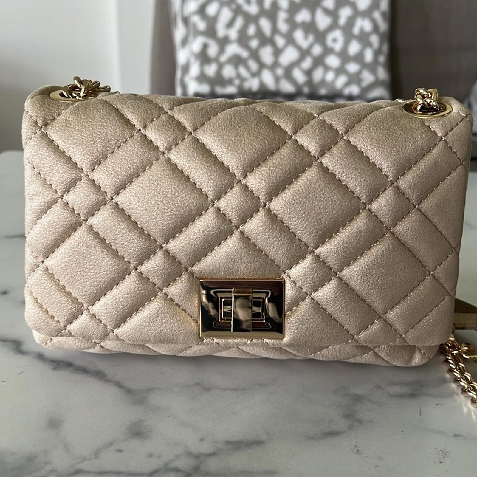 I.N.C. Small Ajae Pearlized Quilted Crossbody Champagne Pearlized, NWT