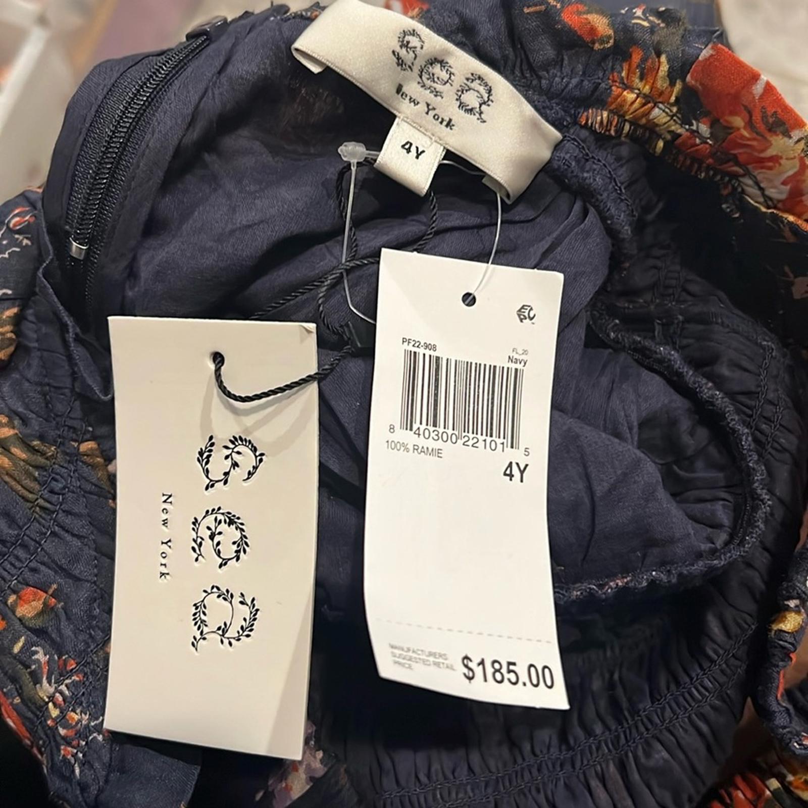 Sea New York Girls' Esme Smocked Dress in Navy Floral, Size 4Y New w/Tag