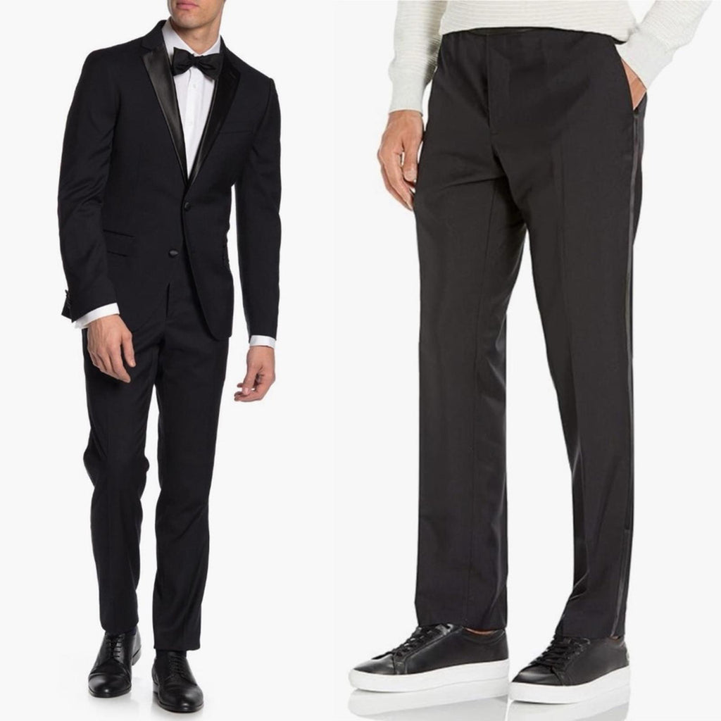 The Savile Row Company London Slim Fit Tuxedo Pants, Black, Size 38W X 44L NEW