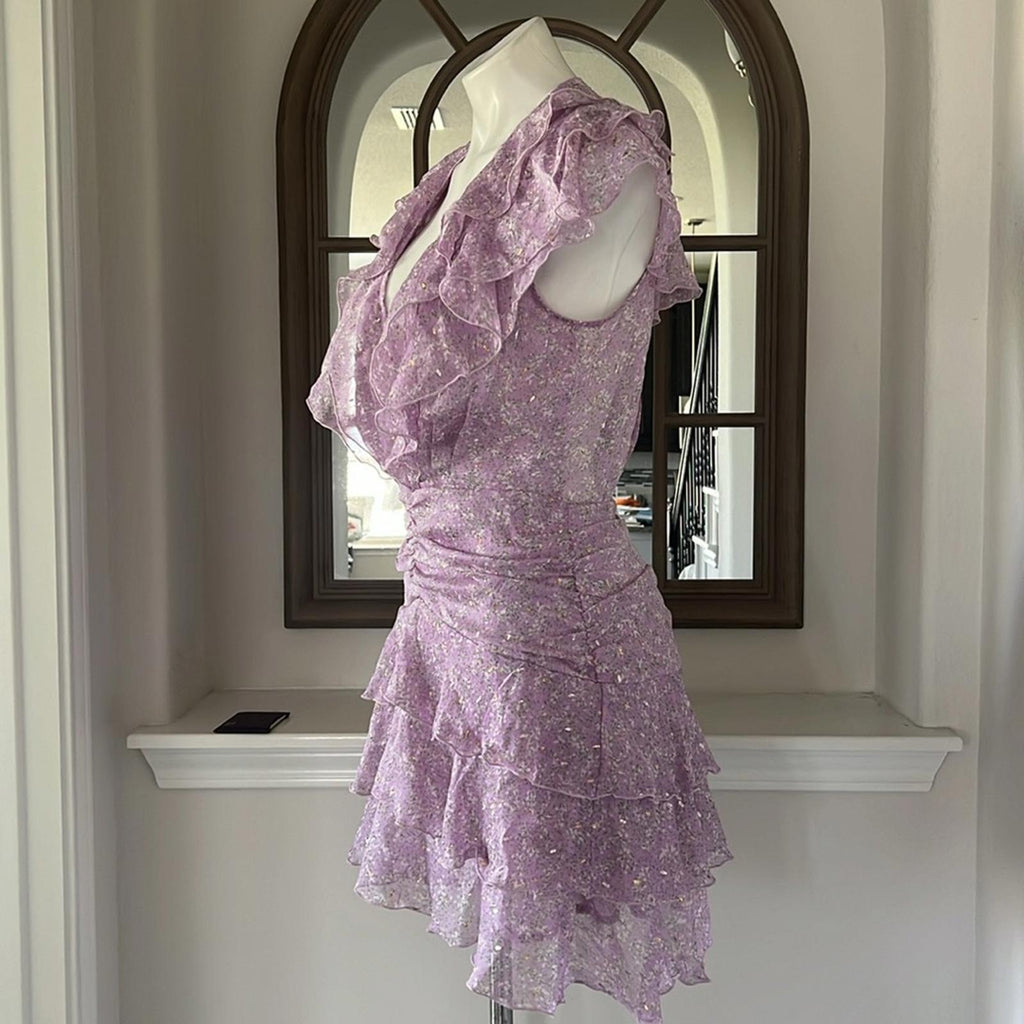 NEW Sabina Musayev Nogatin Fairy Prairie Lilac Mini Dress Size M New w/o Tag