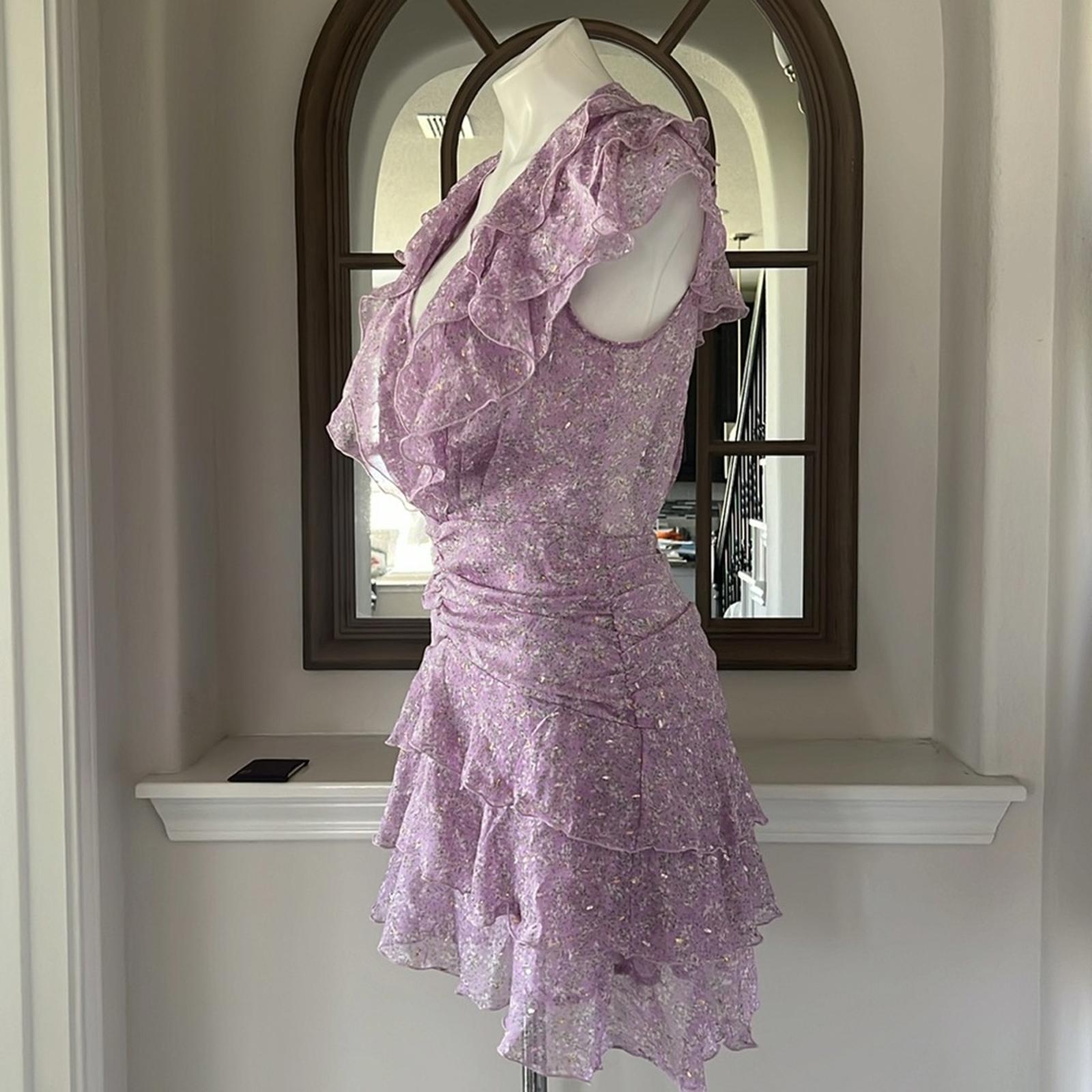 NEW Sabina Musayev Nogatin Fairy Prairie Lilac Mini Dress Size M New w/o Tag