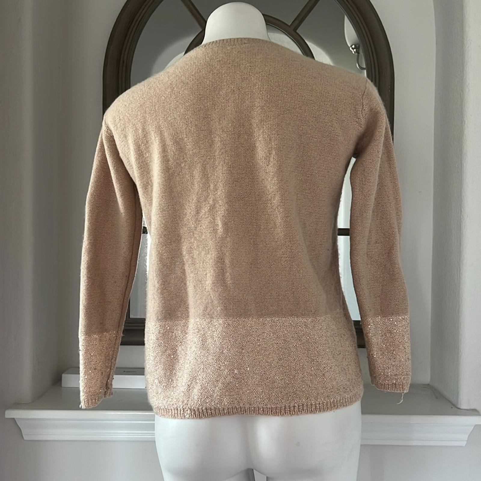 MaxMara Cashmere-Wool Crewneck Sequin Detail Sweater, Size M