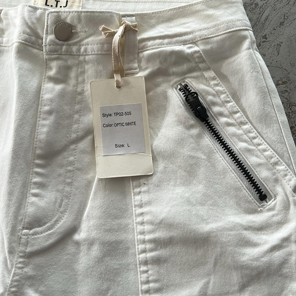 L.T.J Letter to Juliet Zip Pocket Ankle Jeans in Optic White, Size L New w/Tag