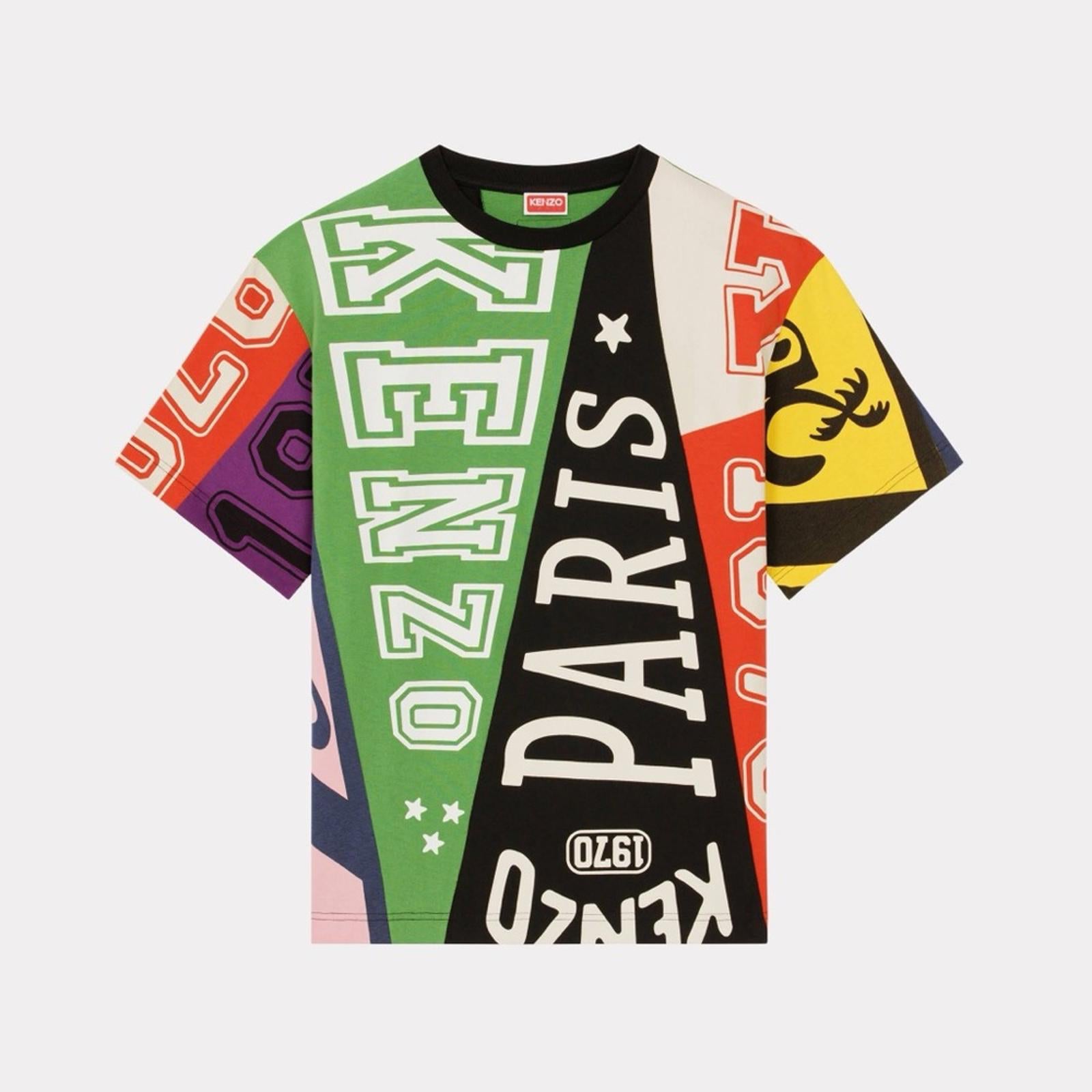 KENZO Flag Print Oversize Cotton T-Shirt, Size S New w/Tag Retail $475