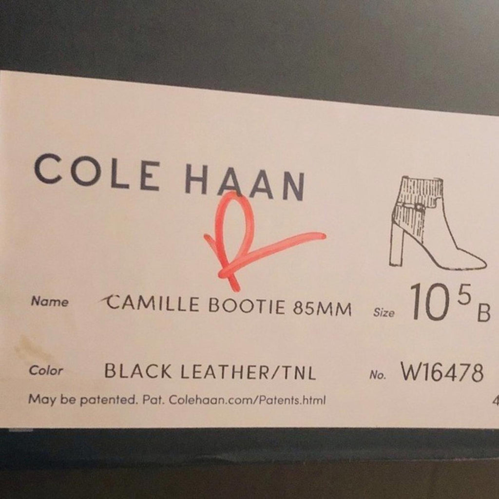 Cole Haan Black Boots Leather Ankle Block Heel Booties Size 10.5 New in Box