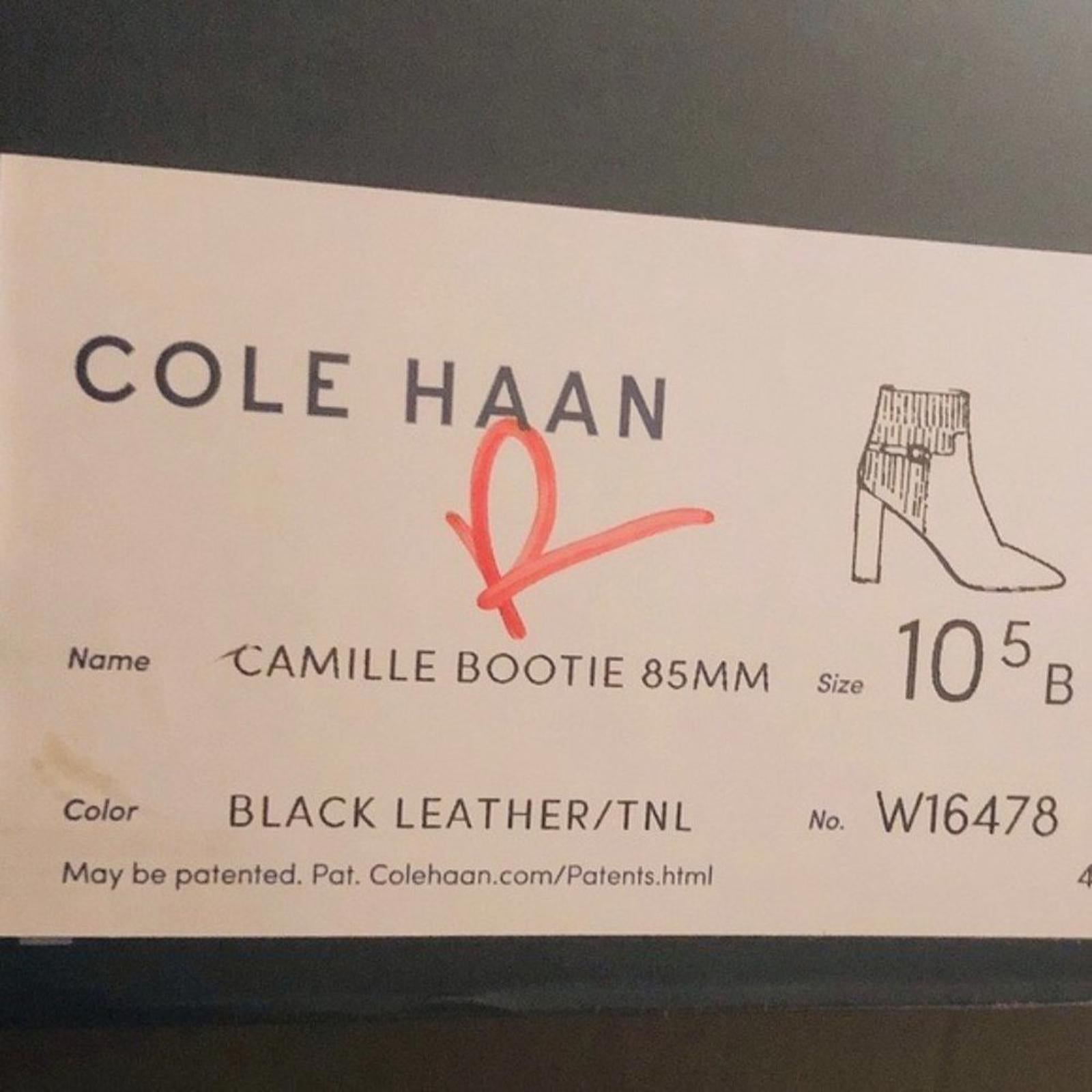 Cole Haan Black Boots Leather Ankle Block Heel Booties Size 10.5 New in Box