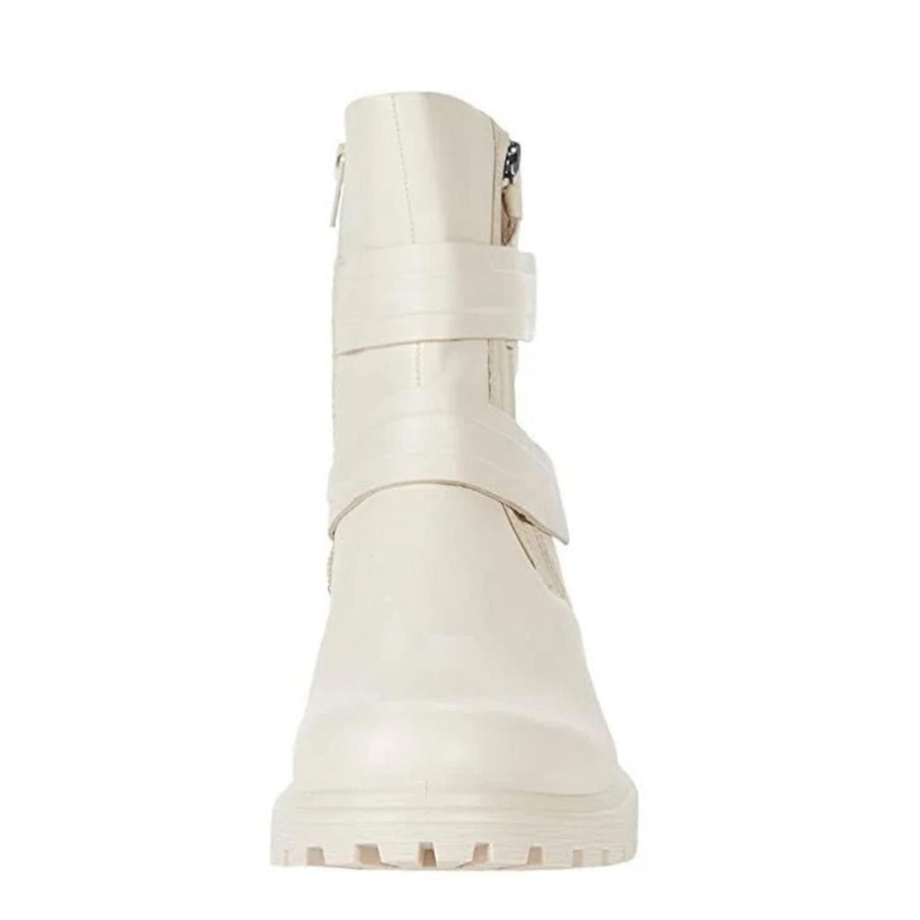 ECCO Tredtray Moto Bootie in Limestone Leather, Size EU 38 NEW in Box