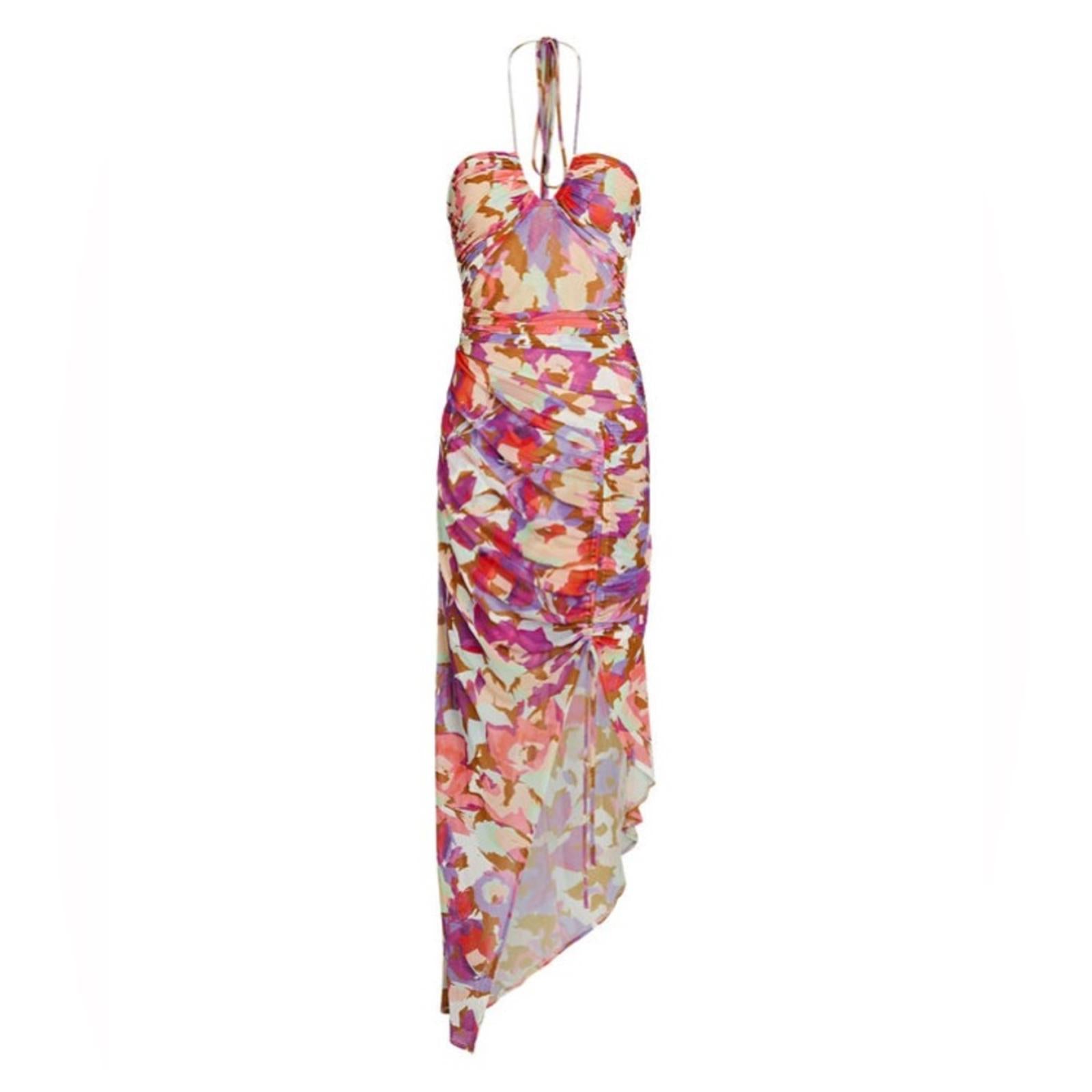 Nicholas x Revolve Maeve Ruched Halter Midi Dress, Size 8 New w/Tag