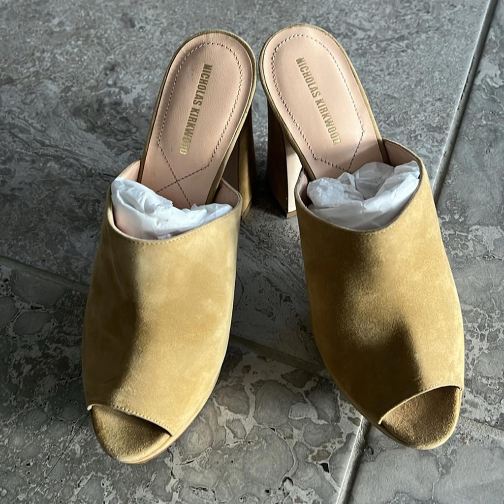 Nicholas Kirkwood Annabel High Heel Sandals, Hazel Suede Size 38.5 New +DustBag