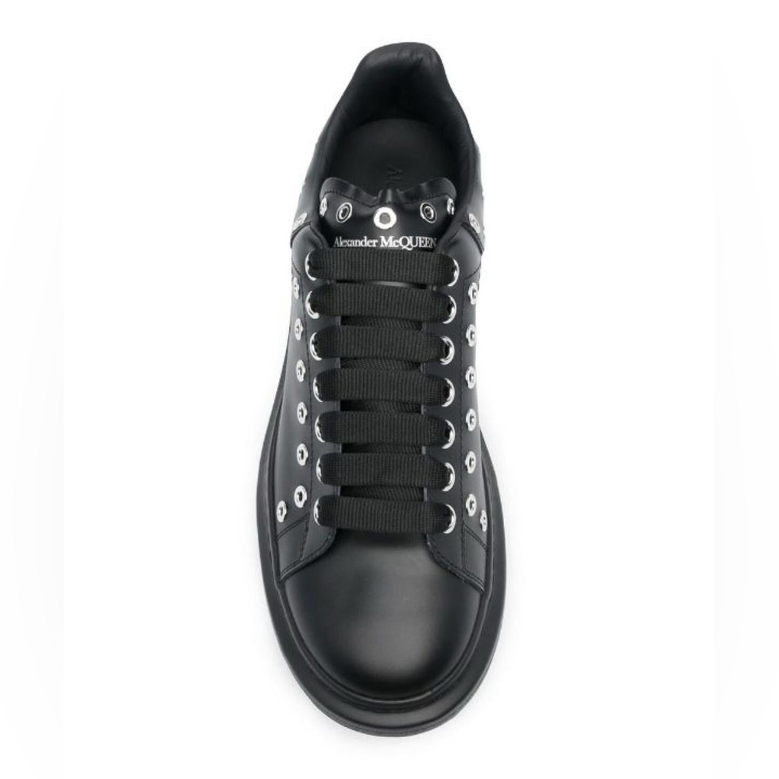 Alexander McQueen Oversized Eyelet Detail Sneakers in Black, Size 42 NEW in Box