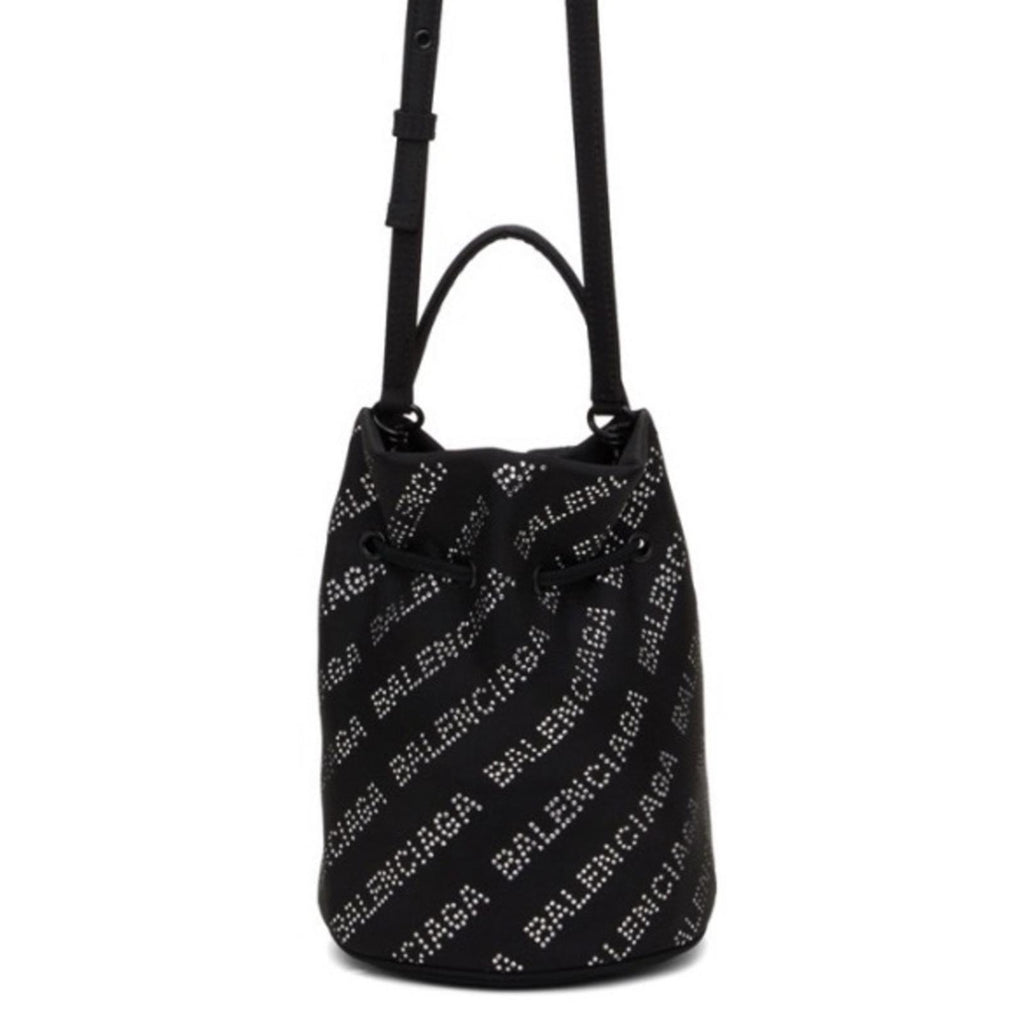 NEW Balenciaga Wheel XS Drawstring Bucket Bag, Black/Crystal $1,390 Sold Out