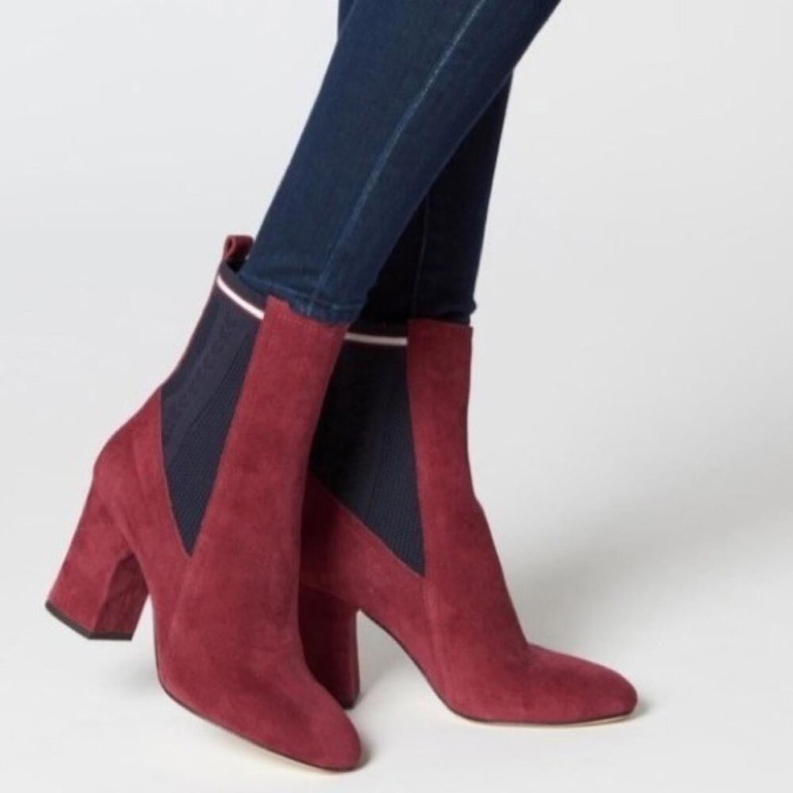 Etienne Aigner Pull-On Boots in Burgundy Suede, Size 11 NEW w/Dust Bag $328