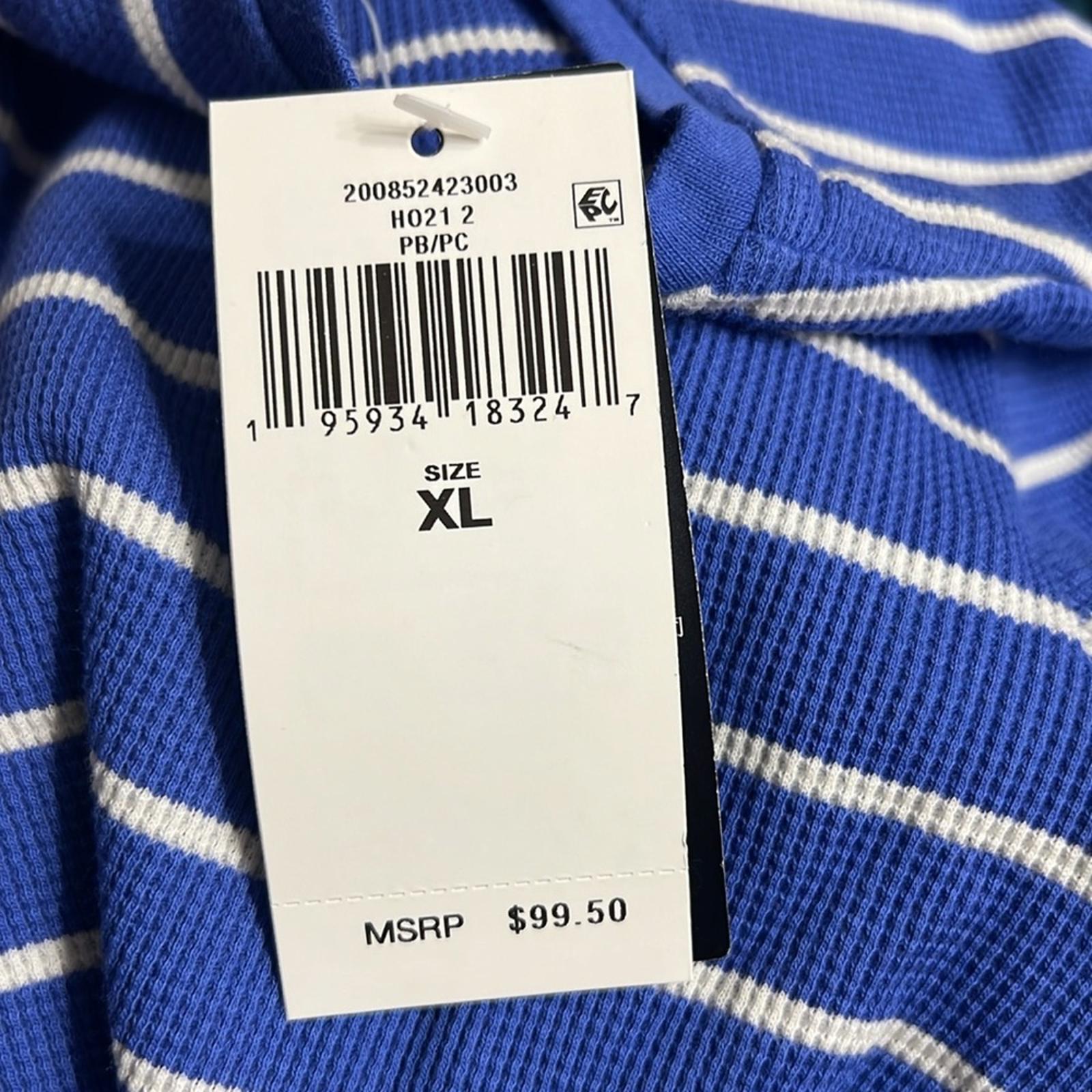 Ralph Lauren Front Button V-Neck Dress in Blue & White Stripes, NEW, Size XL
