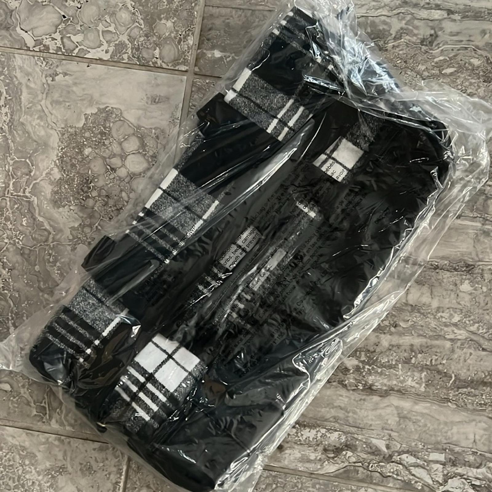 NEW Plaid Weekender Bag with Bottom Compartment in Black & White New w/Tag
