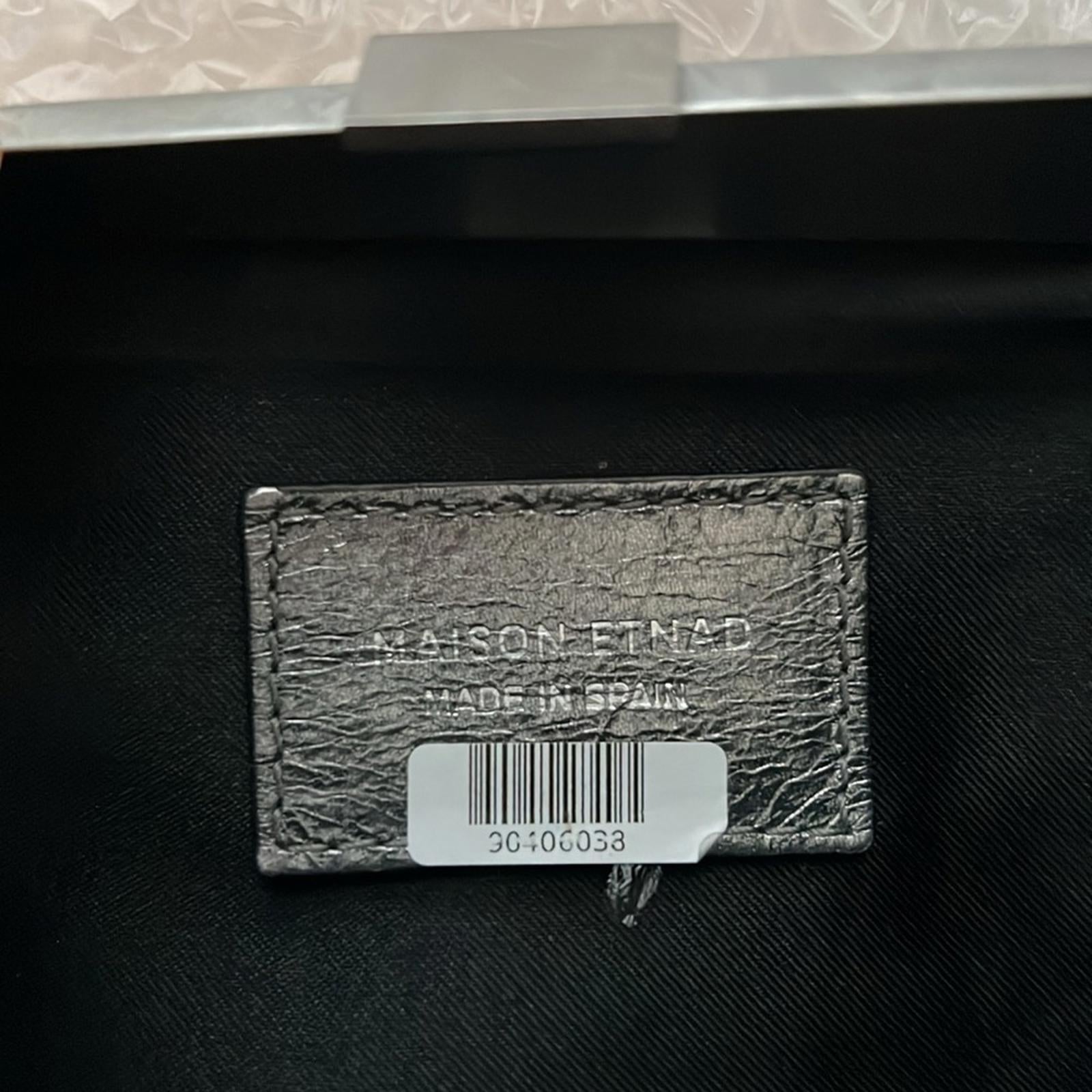 MAISON ETNAD Norah Metallic Frame Clutch, Silver, Retail $680