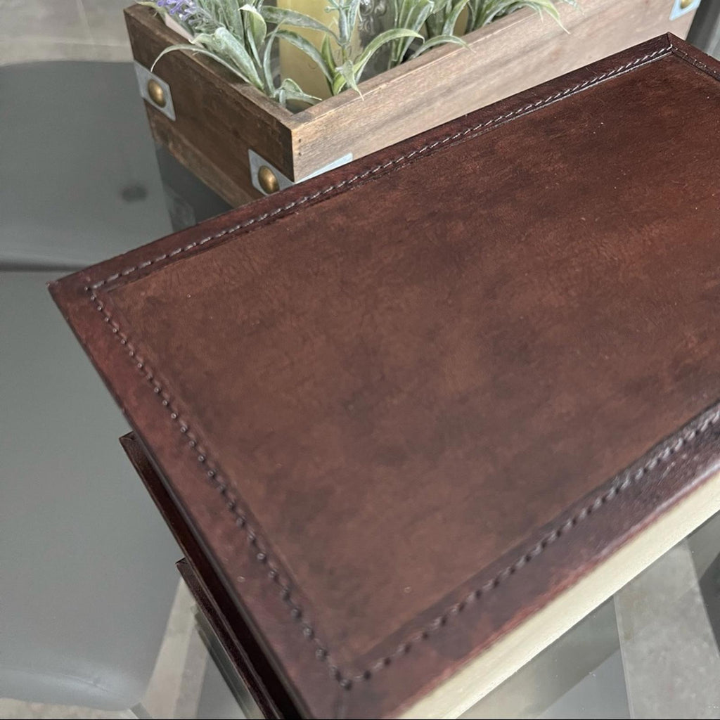 HMOF Leather Postmasters Letter Desk Organizer, Brown