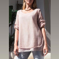 Belle France Lace Back Sweater in Blush Pink, Size L EXCELLENT! Retail $138