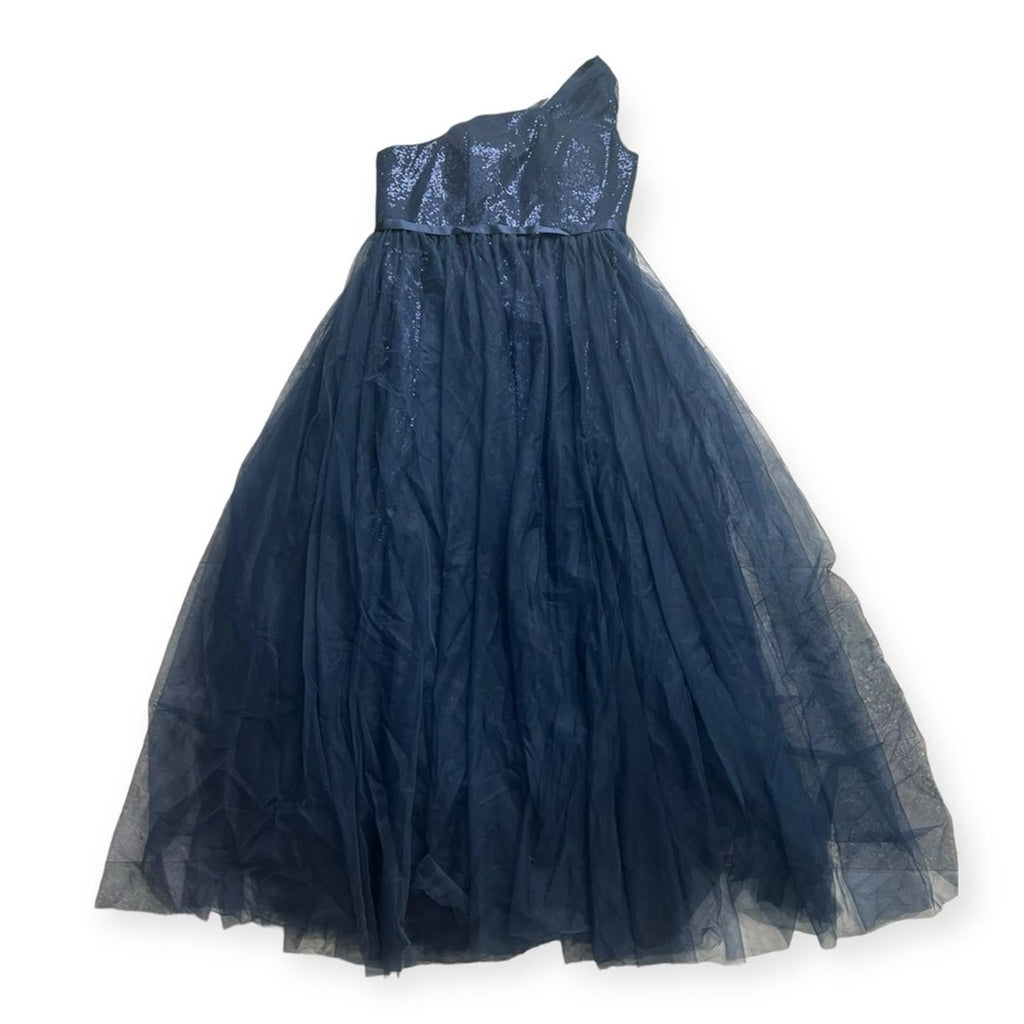 NEW One Shoulder Glitter Mesh Maxi Dress in Navy, Size XL New w/o Tag