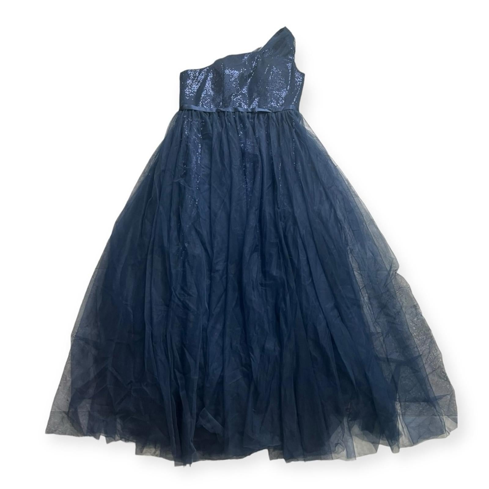 NEW One Shoulder Glitter Mesh Maxi Dress in Navy, Size XL New w/o Tag