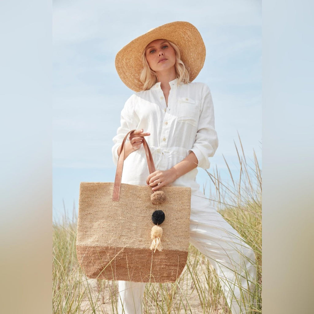 Mar Y Sol Montauk Tote Straw Bag in Sand/ Brown One Size, New w/Tag