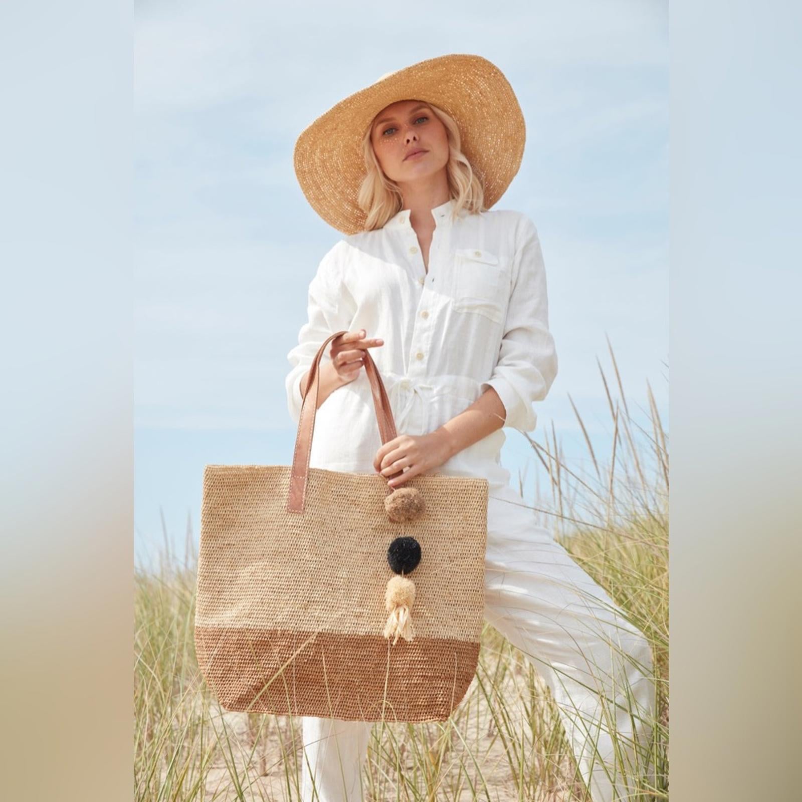 Mar Y Sol Montauk Tote Straw Bag in Sand/ Brown One Size, New w/Tag
