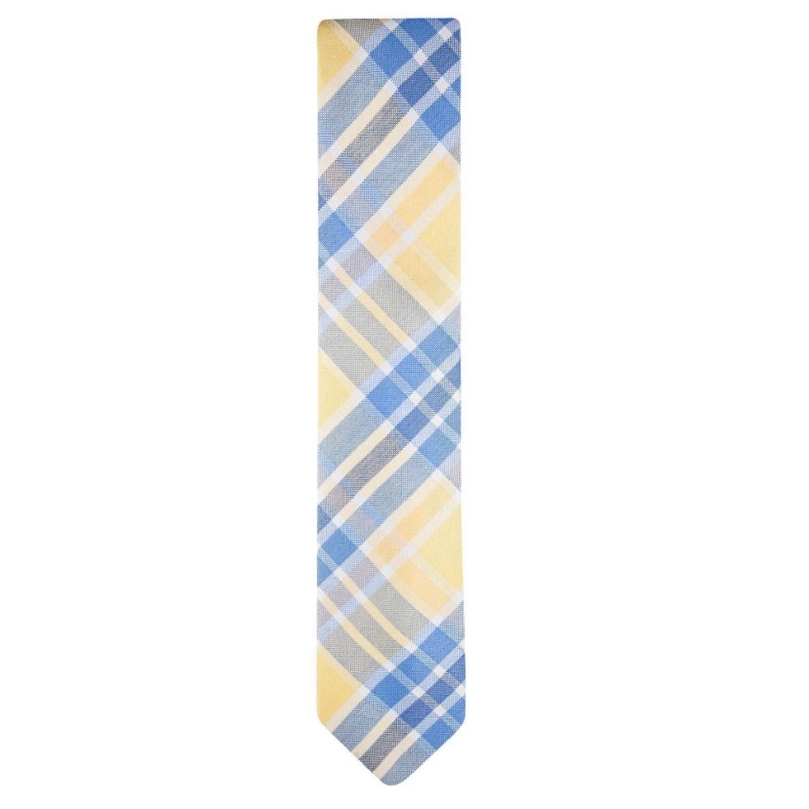 Tommy Hilfiger Festive Plaid Tie in Yellow & Blue, One Size, New w/Tag