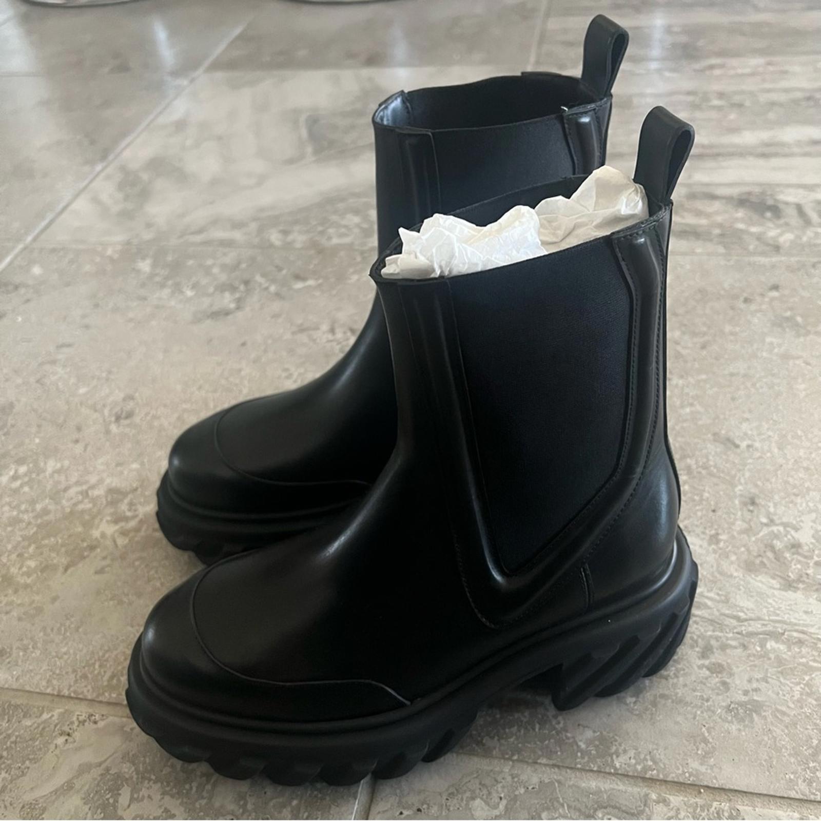 Off-White Black Tractor Motor Leather Boots, NWT, Size 38