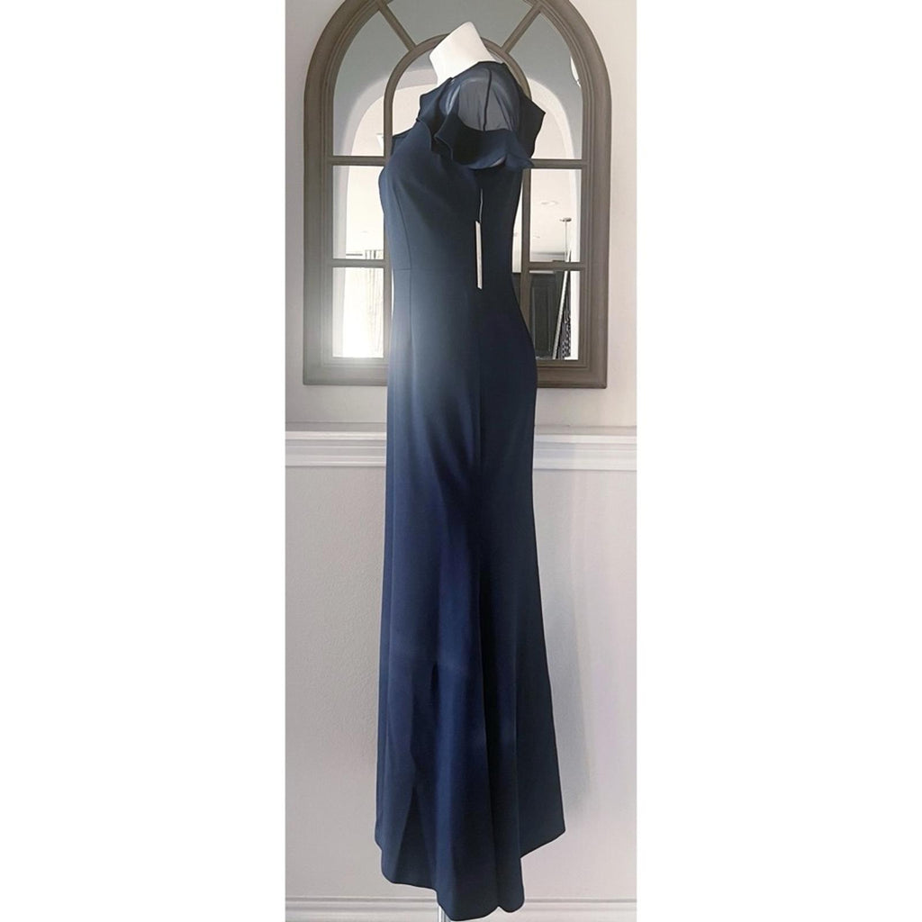 Eliza J. Mush Flutter Sleeve Maxi Dress in Navy, Size 6, NEW