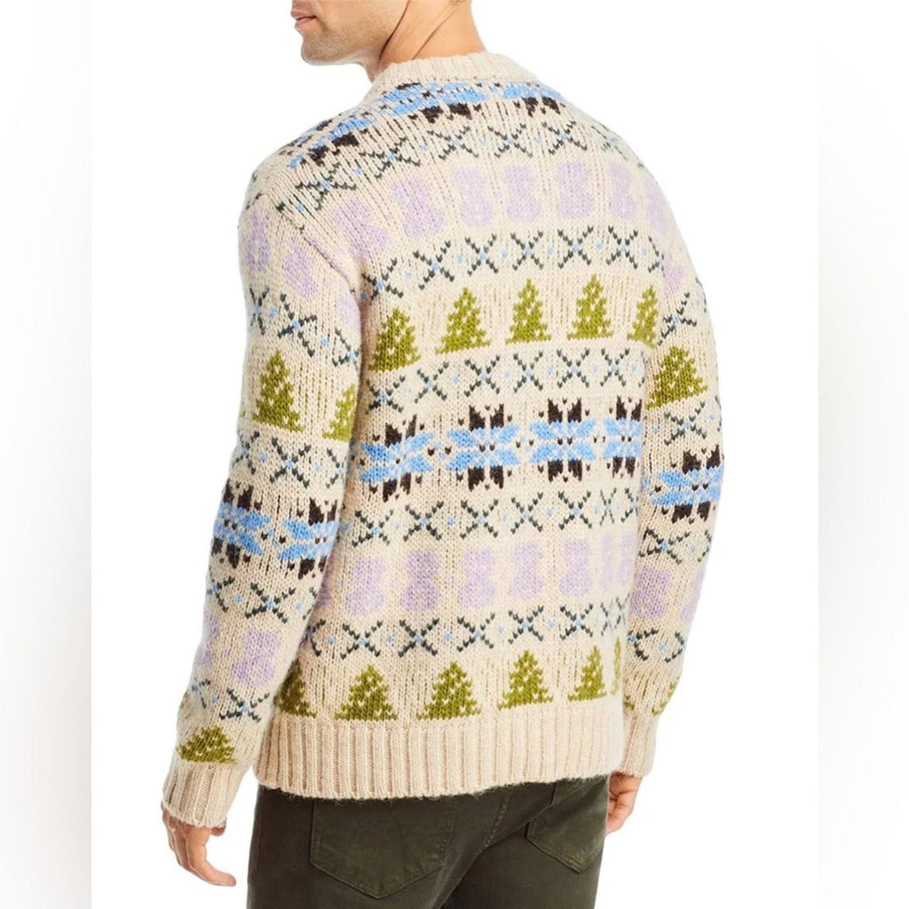 NN07 Stein Wool-Alpaca Blend Crewneck Sweater in Ecru Multi Size XL NWT $370